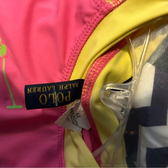 Girls Ralph Lauren polo pink swim rashguard size 6X top - Picture 2 of 3